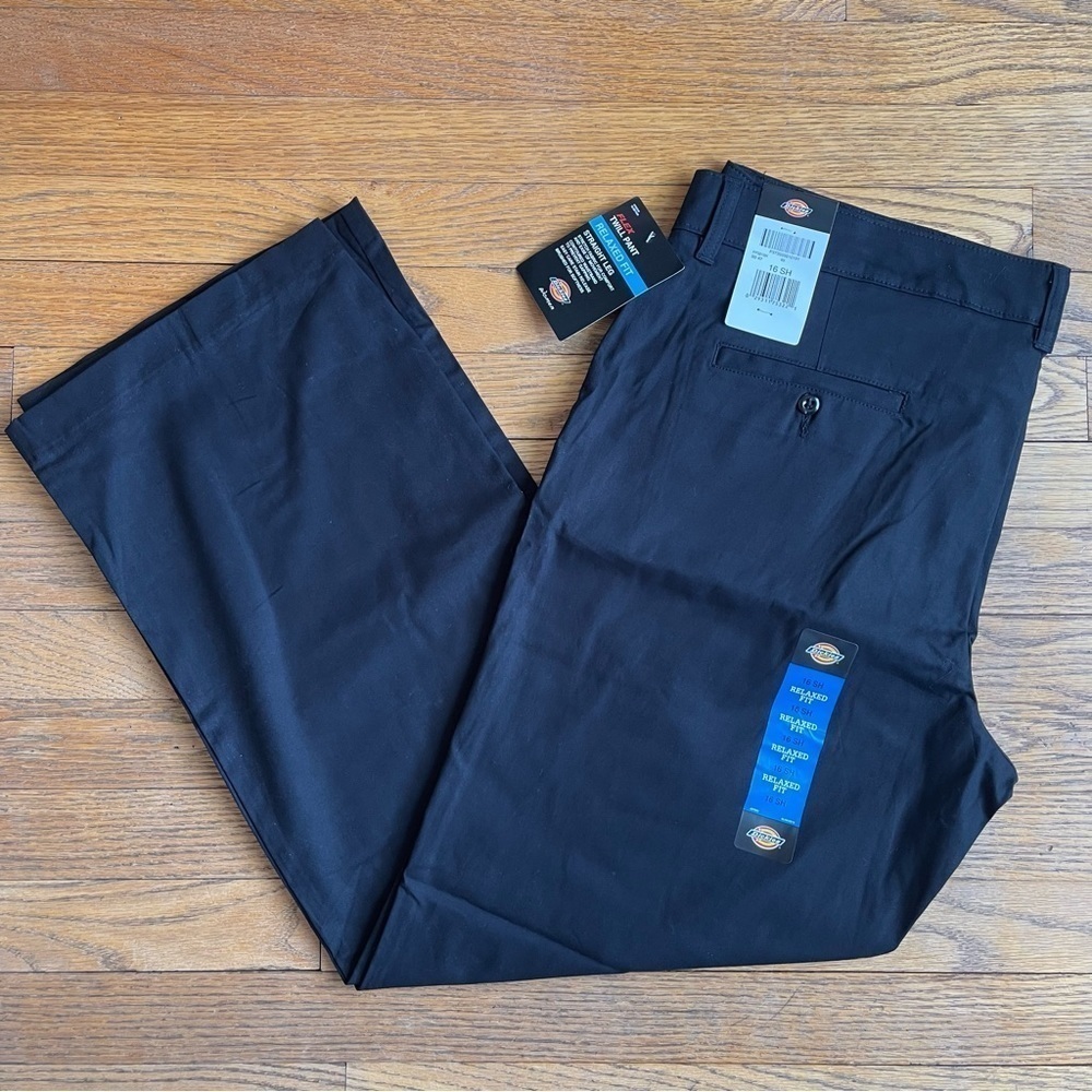 NEW Dickies Womens Flex Twill Relaxed Fit Straight Leg Work Pant Black 16 Sh NWT